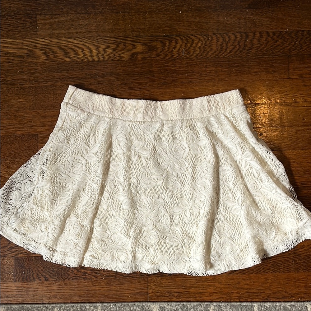 Charlotte Russe Cream Mini Skater Skirt